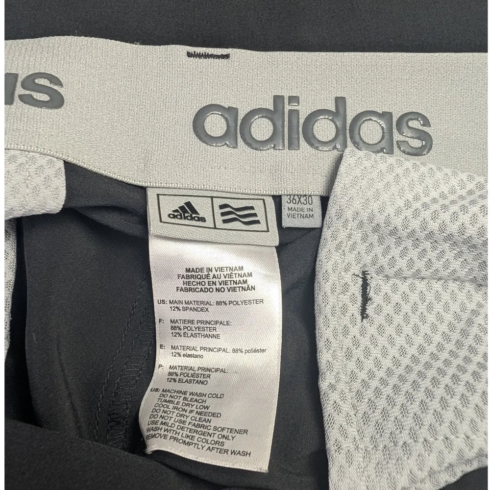 Adidas Golf Pants Mens 36x30 Black Stretch Flat Front Straight Leg Trousers